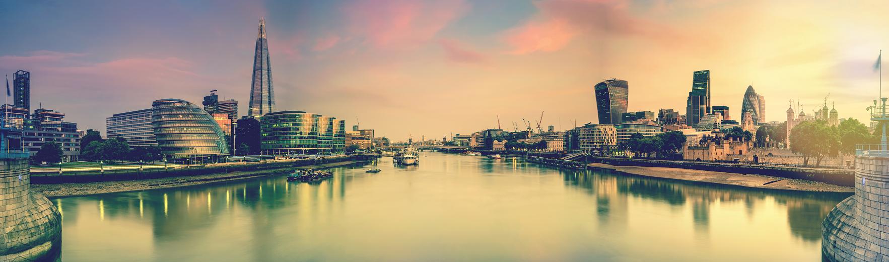 London panorama from Tower Bridge